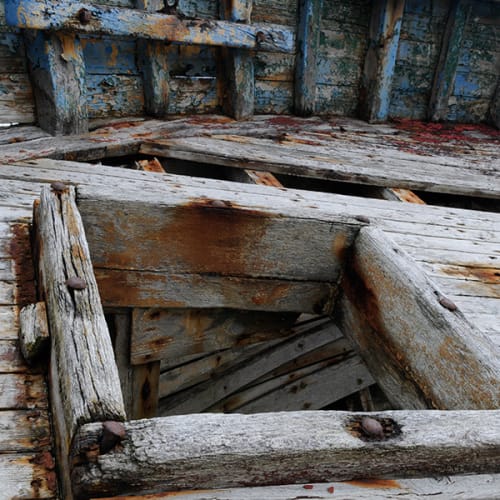 Pont d'un vieux bateau de pêche