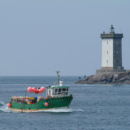 Bateau de pêche revenant au port