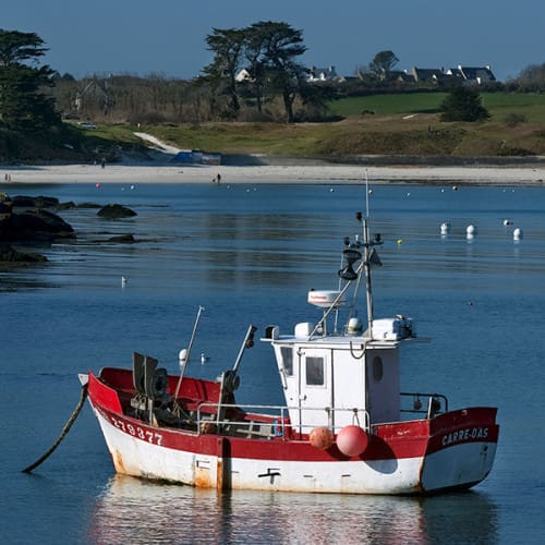Bateau de pêche au mouillage