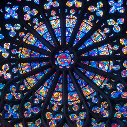 Grande rosace, vitraux de Jean Le Moal
